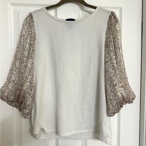 W5 Cream Top with Floral Sleeves